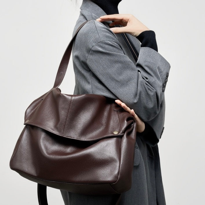 Retro Genuine Leather Soft Minimalist Tote Bag