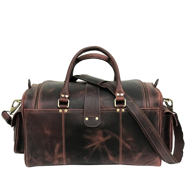 "Two Bags Dark Brown Weekend Bag" could be rewritten as "Dark Brown Weekend Bag by Two Bags."