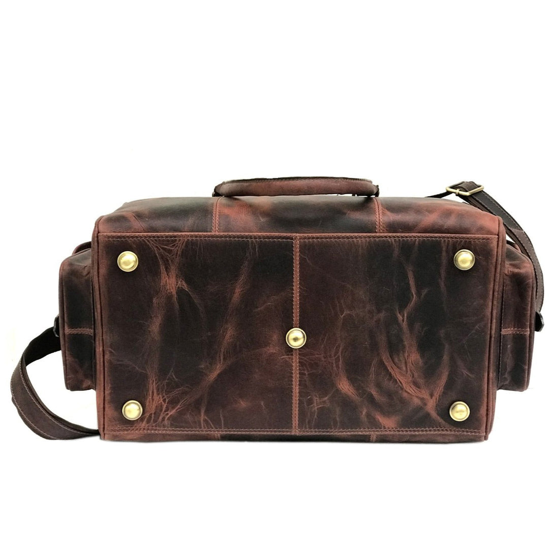 "Two Bags Dark Brown Weekend Bag" could be rewritten as "Dark Brown Weekend Bag by Two Bags."