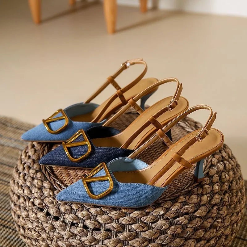 Vittoria Denim Slingbacks