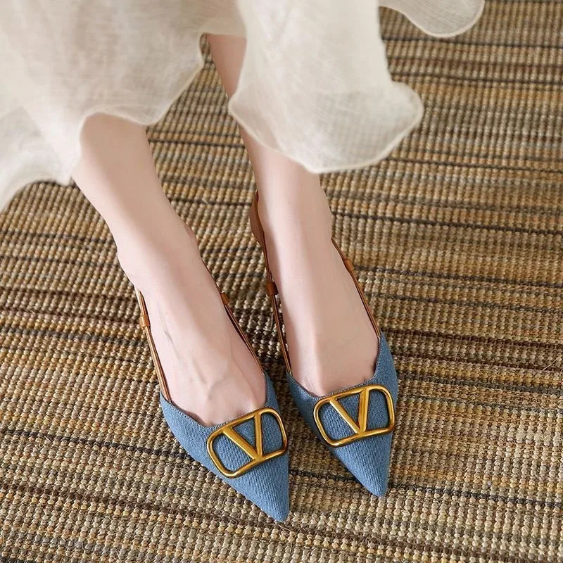 Vittoria Denim Slingbacks