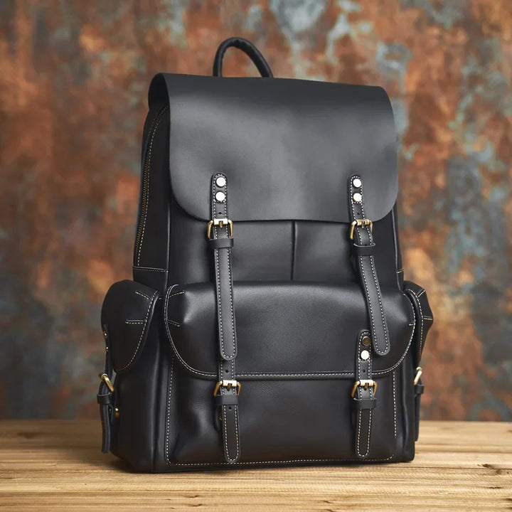 Robust Genuine Leather Travel Backpack in Brown | Large Backpack
