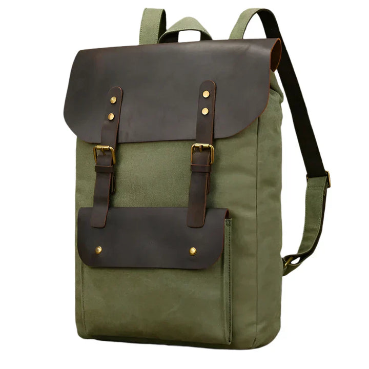 Authentic Leather and Canvas Backpack | Vintage College Laptop Backpack
