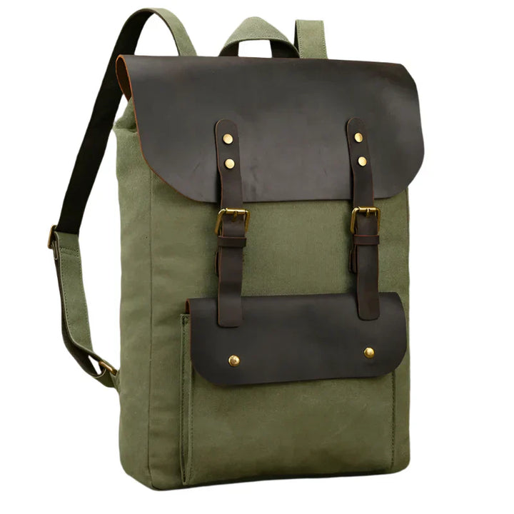 Authentic Leather and Canvas Backpack | Vintage College Laptop Backpack