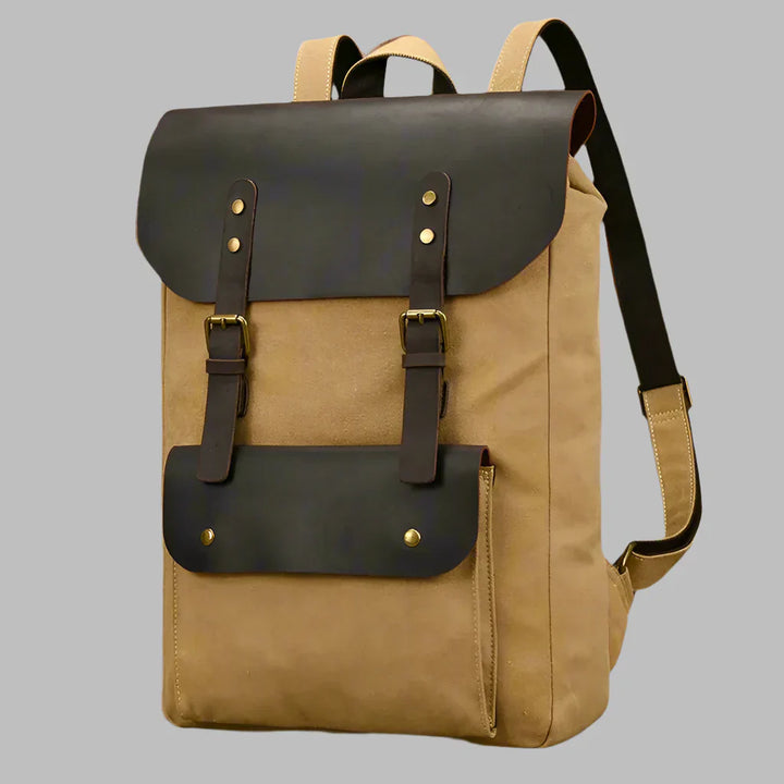 Authentic Leather and Canvas Backpack | Vintage College Laptop Backpack