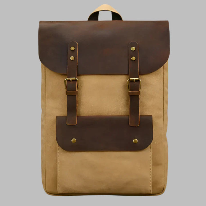 Authentic Leather and Canvas Backpack | Vintage College Laptop Backpack