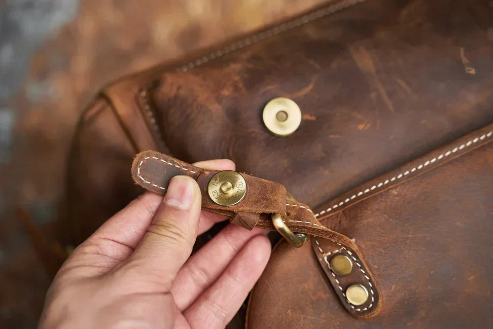 Robust Genuine Leather Travel Backpack in Brown | Large Backpack
