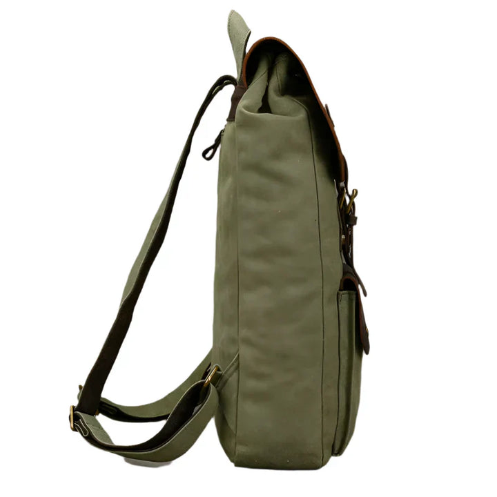 Authentic Leather and Canvas Backpack | Vintage College Laptop Backpack