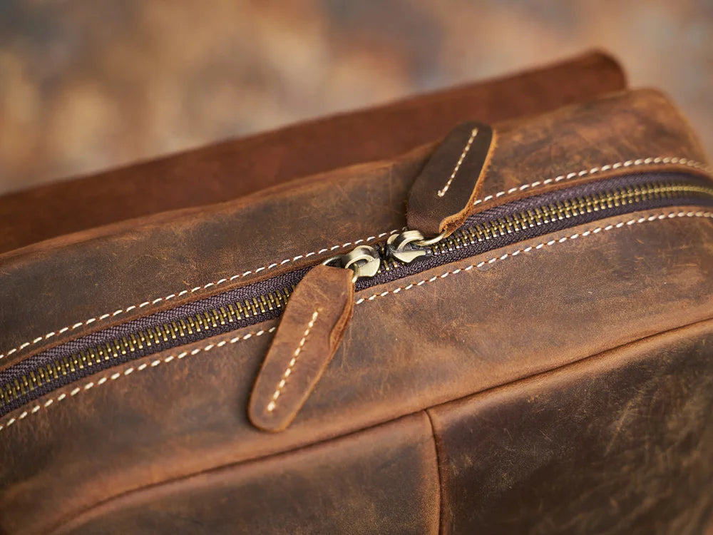 Robust Genuine Leather Travel Backpack in Brown | Large Backpack