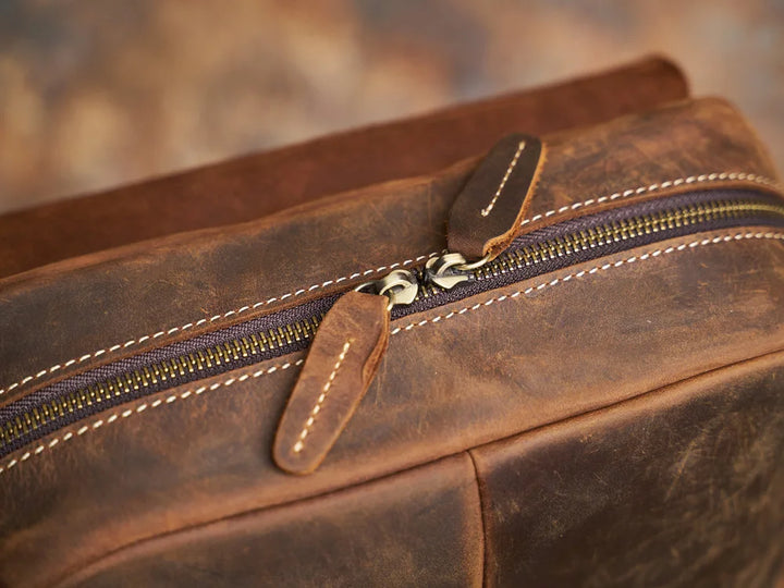 Robust Genuine Leather Travel Backpack in Brown | Large Backpack