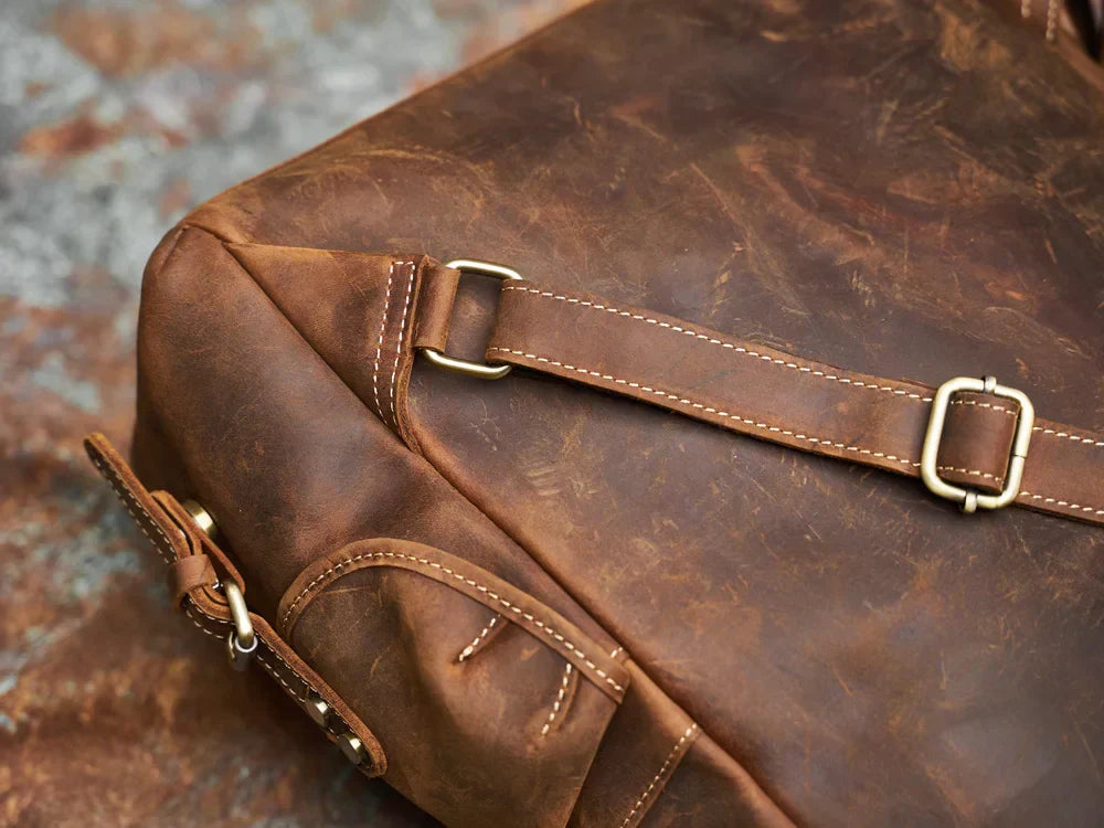 Robust Genuine Leather Travel Backpack in Brown | Large Backpack
