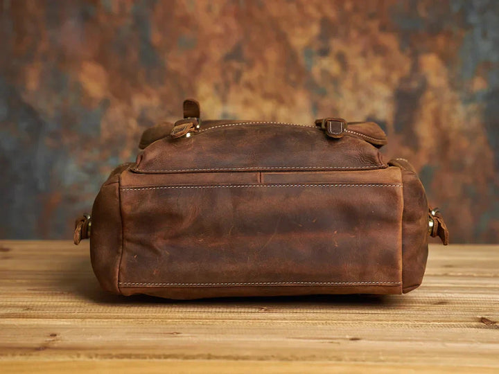Robust Genuine Leather Travel Backpack in Brown | Large Backpack