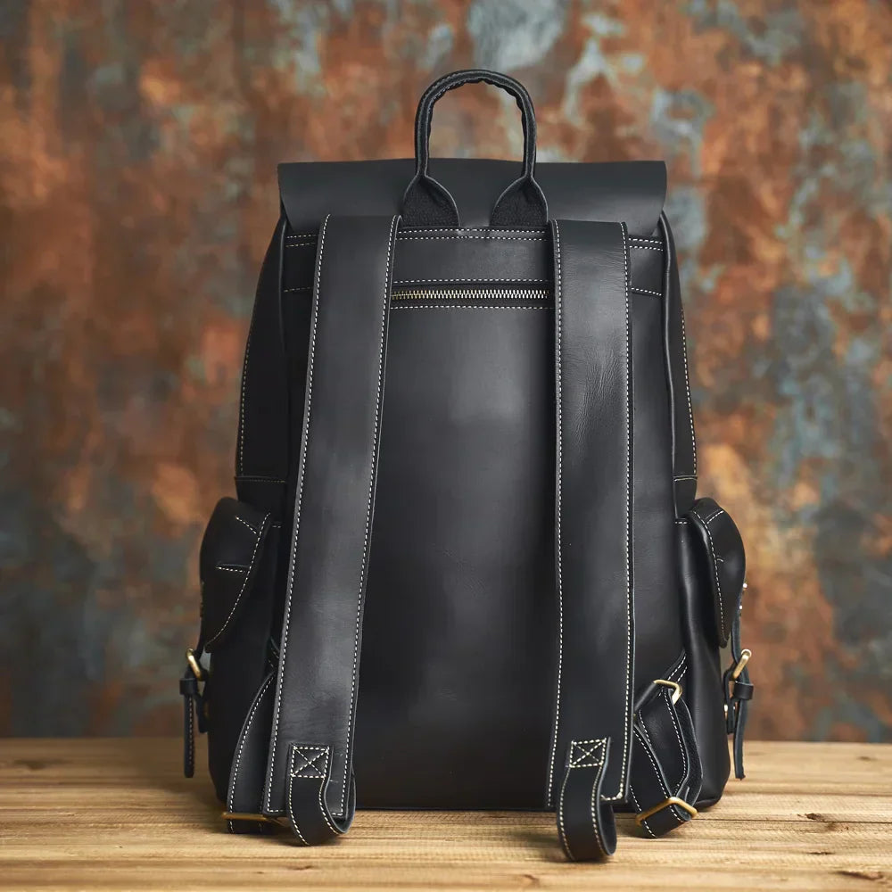 Robust Genuine Leather Travel Backpack in Brown | Large Backpack
