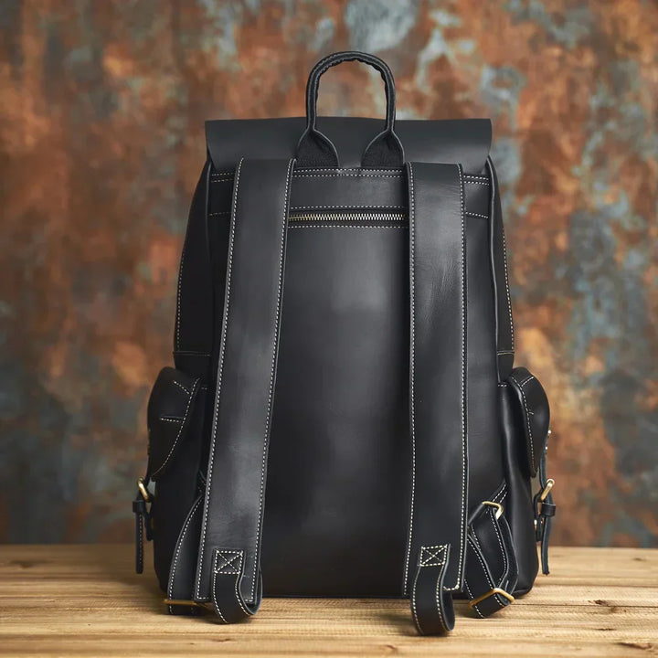 Robust Genuine Leather Travel Backpack in Brown | Large Backpack