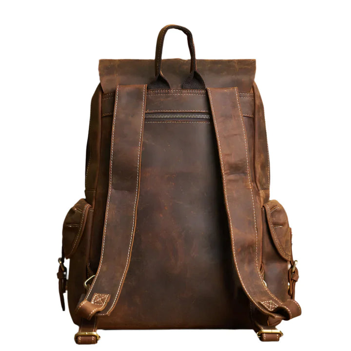 Robust Genuine Leather Travel Backpack in Brown | Large Backpack