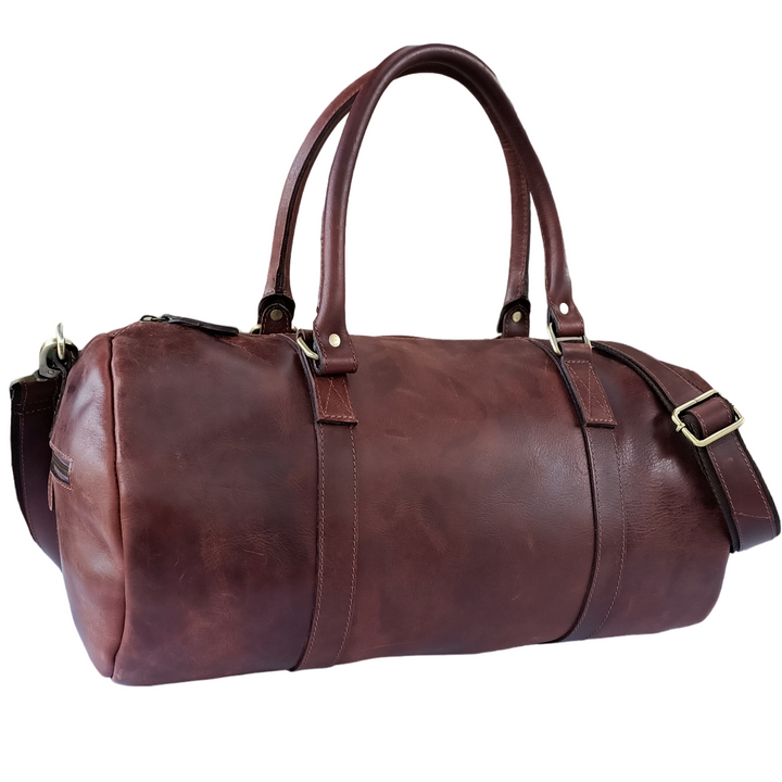Brown Leather Duffle Bag in Dark Shade