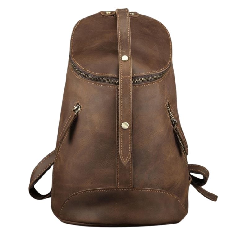 Retro Leather Backpack for College
