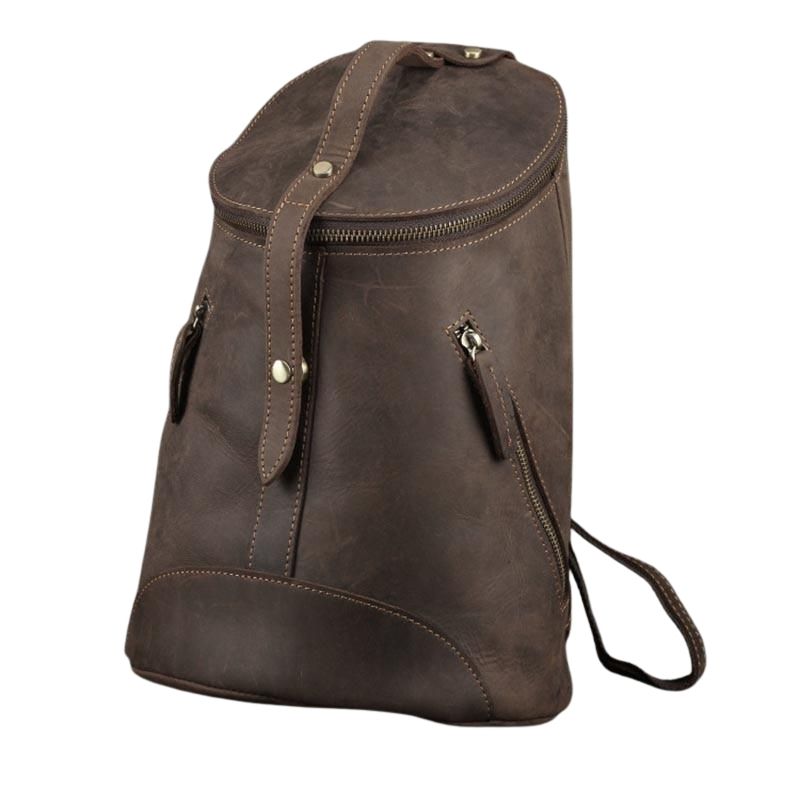 Retro Leather Backpack for College
