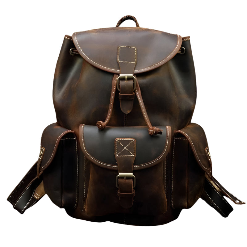 Unisex Crazy Horse Leather Backpack