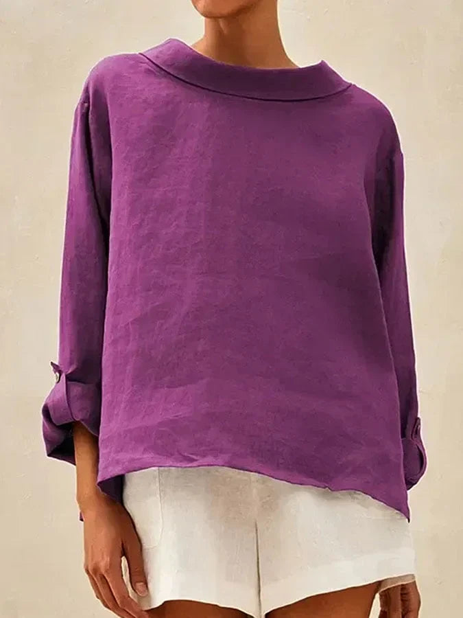 Women's Solid Color Casual Shirt with Collars