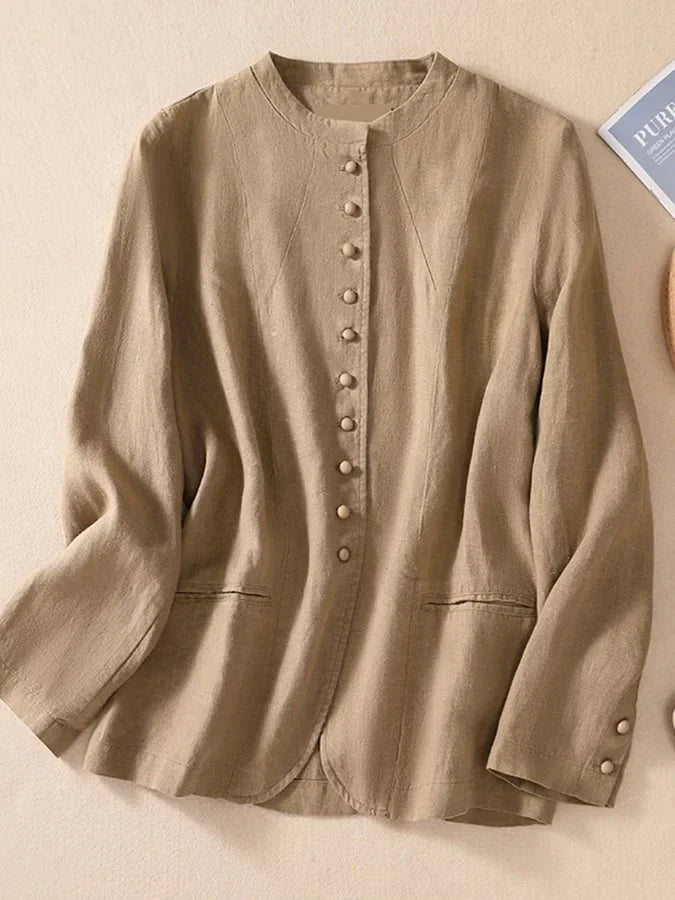 Cotton Thin Loose Suit with Mandarin Collar