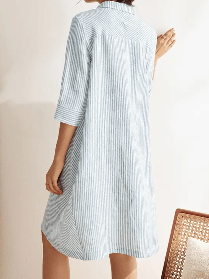 Women's Striped Linen Shirt Dress