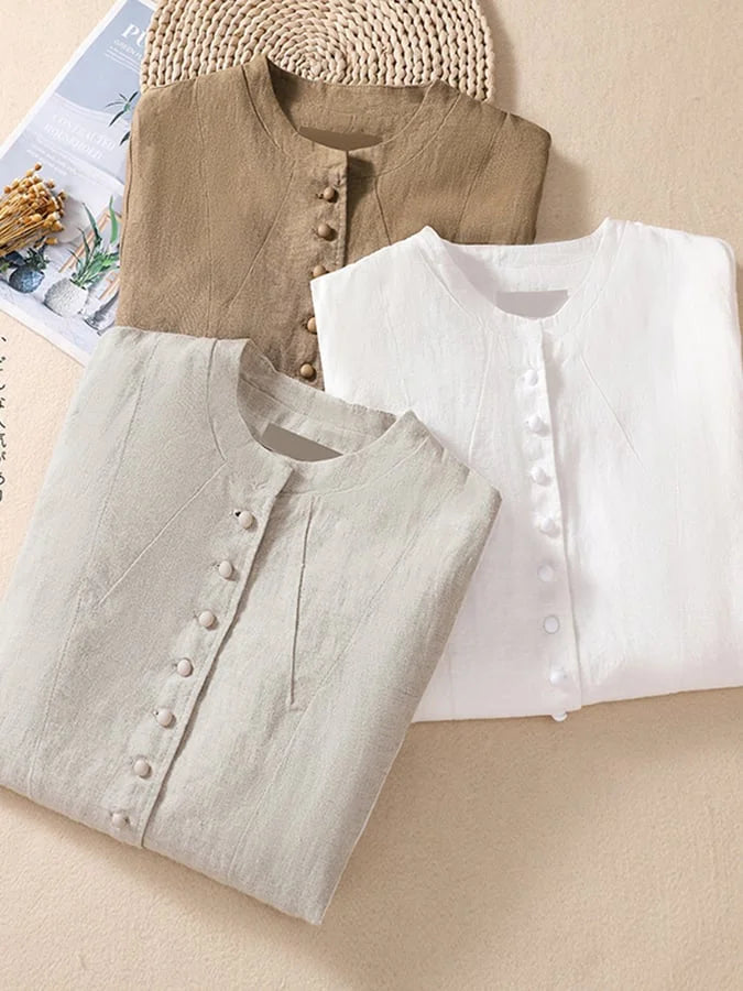 Cotton Thin Loose Suit with Mandarin Collar