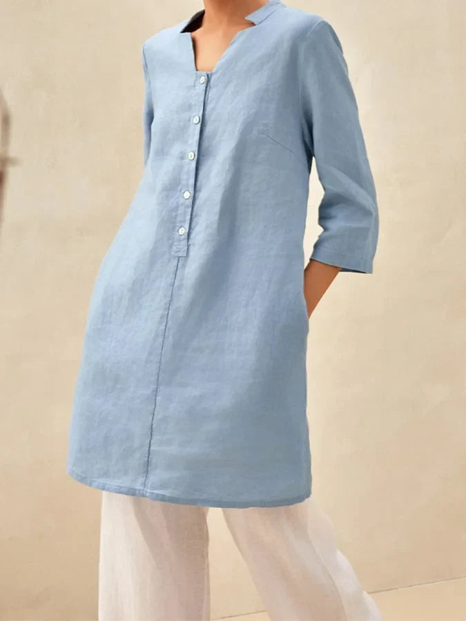 Women's Casual Dress with Buttons Solid Color