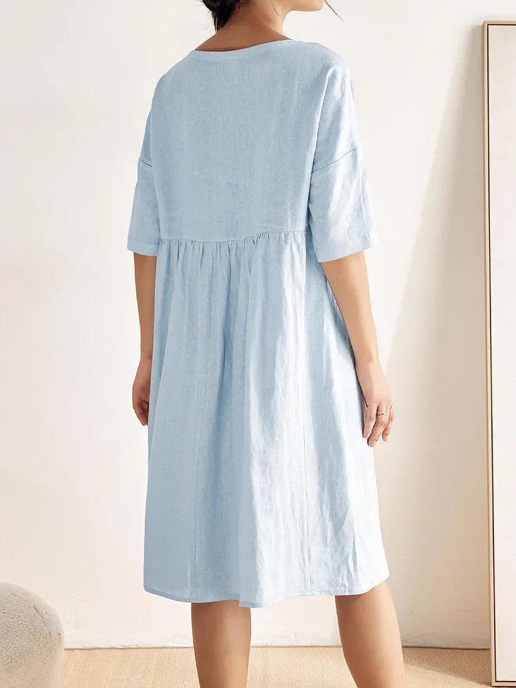 Women's Linen Midi A-line Dress Valencia