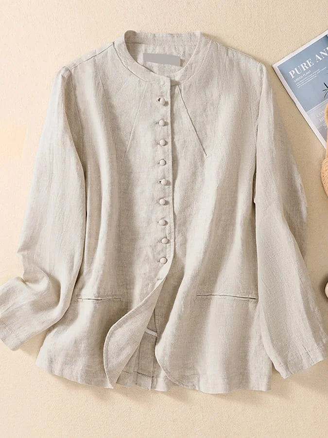 Cotton Thin Loose Suit with Mandarin Collar