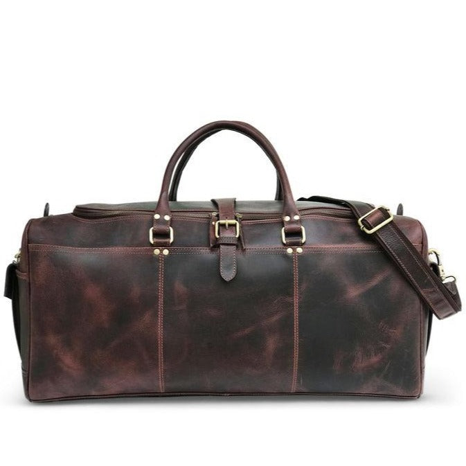 "Dark Brown Hunter Leather Weekend Bag"