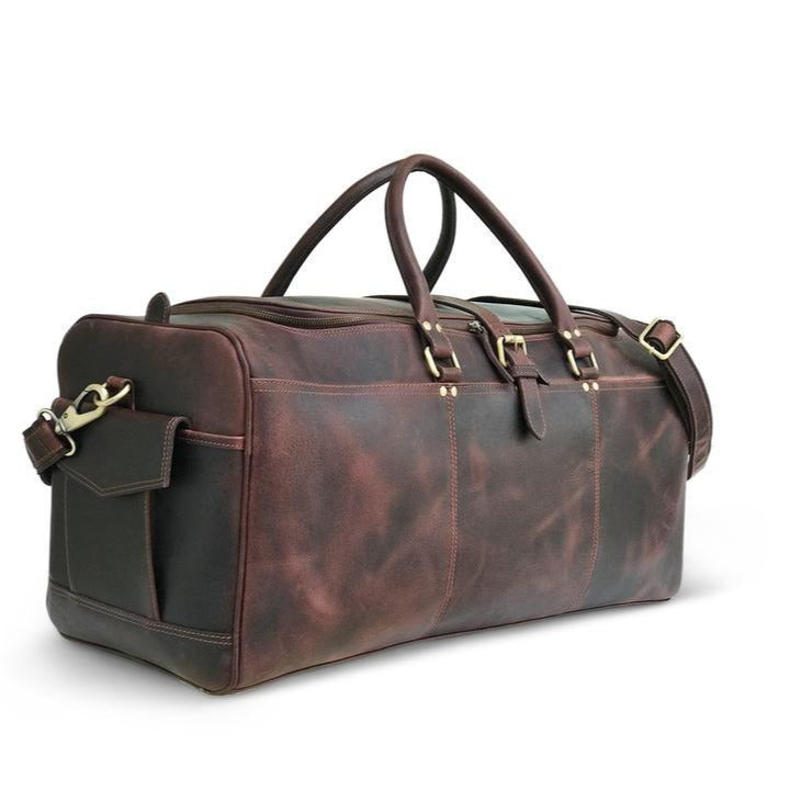 "Dark Brown Hunter Leather Weekend Bag"