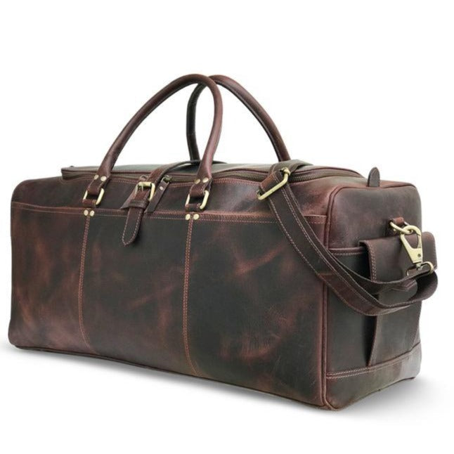 "Dark Brown Hunter Leather Weekend Bag"