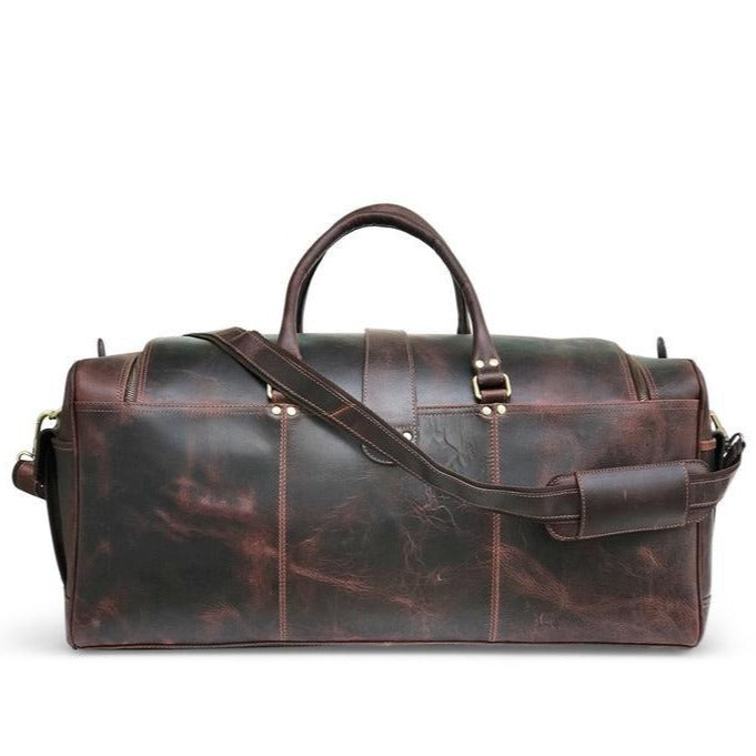 "Dark Brown Hunter Leather Weekend Bag"