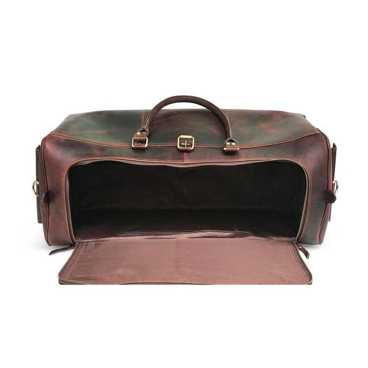 "Dark Brown Hunter Leather Weekend Bag"