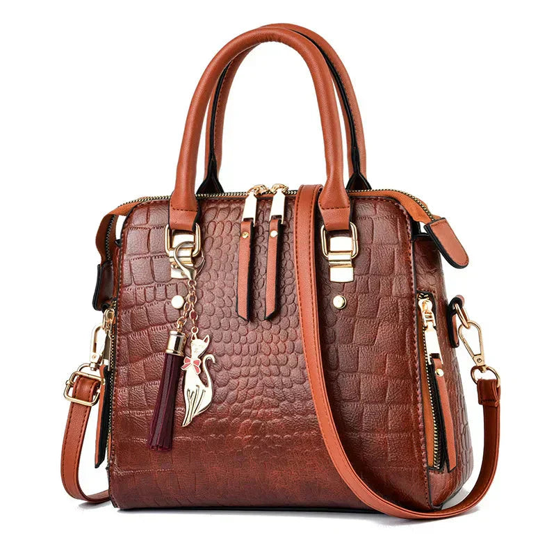 Crocodile Embossed Leather Bag