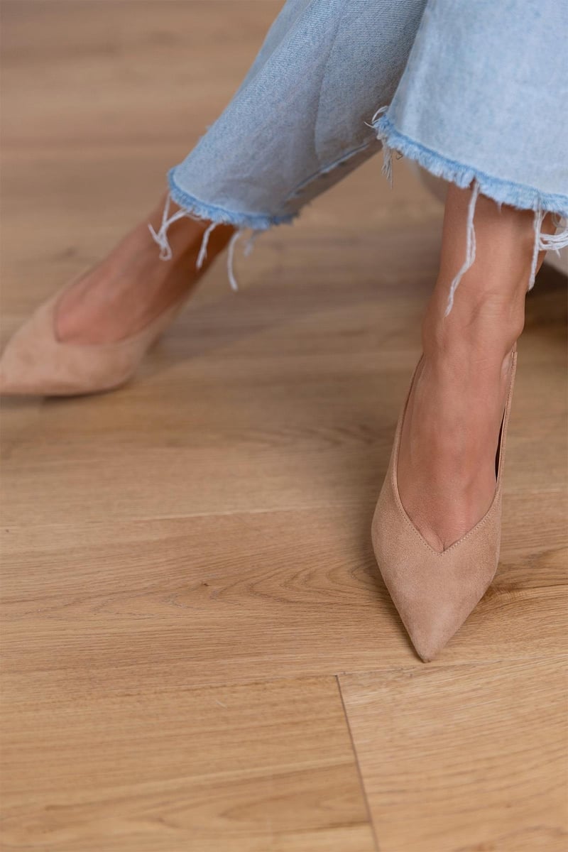 Marlena™ | Nude Slingback Heels with Thin Heel